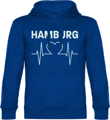 Produktbild von multifanshop Kapuzen Sweatshirt - Hamburg - Herzschlag, blau, Größe L