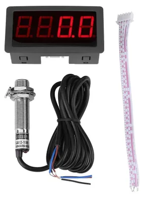 Digitaler LED-Drehzahlmesser 4-stellig + Hall-NPN-Sensor, rot