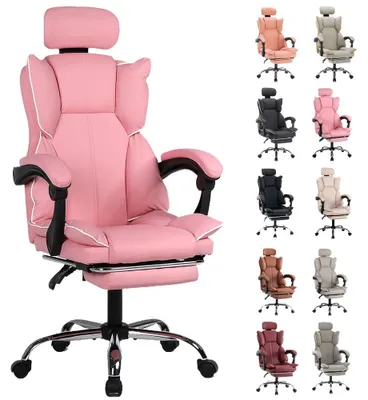 Produktbild von Gaming-Stuhl - Bürostuhl - Kleiner Gaming-Stuhl - Arbeitshocker - Verstellbarer, schwarzer und weißer Stuhl mit Kunstlederbezug