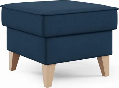 Produktbild von LIKMA DAVO Sitzpouf mit Stauraum und Holzfüßen, 50 x 43 x 50 cm, gepolsterter Hocker aus Stoff Trinity, marineblau