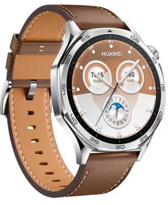 Produktbild von Huawei Watch GT 5 46 mm - Silver + Brown Composite Leather Strap