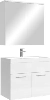 Immagine prodotto di Badplaats Set completo di mobili da bagno Montreal 60 x 35 cm bianco lucido - Mobili da bagno con lavabo e armadio a specchio