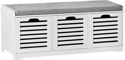 Immagine prodotto di SoBuy Moderna scarpiera con cuscino di seduta 3 cestini Bianco ca. 105x43x35cm