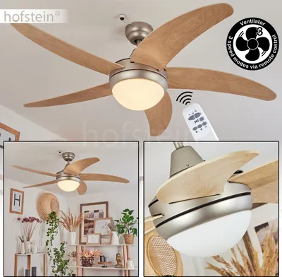 Produktbild von Quarto »Quarto« Ventilator aus Metall/Holz/Glas in Nickel-matt/Natur/Weiß