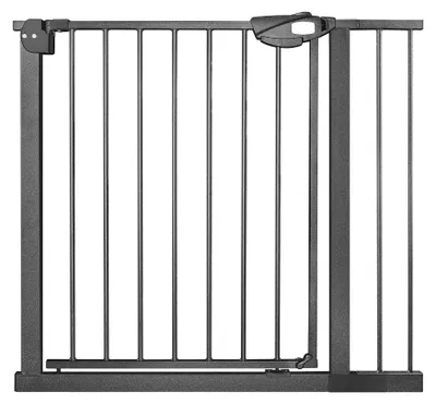 Produktbild von NAIZY Absperrgitter 85‑95 cm Druckmontage ohne Bohren mit 10cm Verlängerung 180° Zweiwegeöffnung Sicherheitsgitter für Welpe Haustier Tür Treppe Schwarz