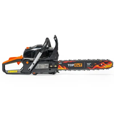 Produktbild von TOP CUT Benzin Kettensäge Motorsäge 5,7 PS | 58 ccm | 2 Schwerter 40 & 50 cm | 2 Ketten | Easy Start Seilzug | Antivibration Zubehör Set TC-CS58