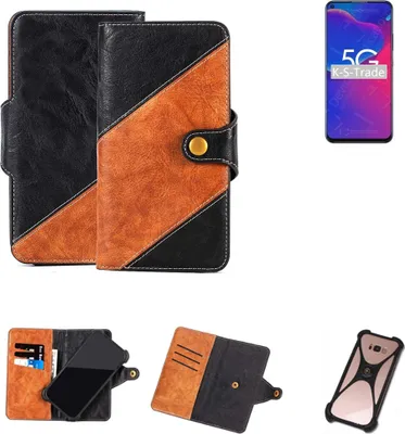Produktbild von K-S-Trade Handyhülle Schutzhülle Bookstyle Case Wallet-Case kompatibel mit ZTE Axon 11 SE Handy Cover Bumper Klapphülle schwarz hellbraun 1x