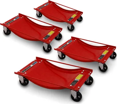 Produktbild von Bituxx 4 Stück Rangierhilfen Rangierroller Rangierheber für PKW Auto Anhänger belastbar bis 450 kg pro Rangierroller Rot MS-19648