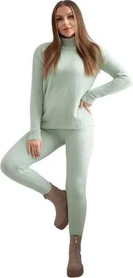 Produktbild von Zweiteiliges Alpaka-Pullover-Set, dunkles Mintgrün