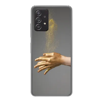 Produktbild von MuchoWow® Handyhülle Schutzhülle Hülle für Samsung Galaxy A33 5G Frau mit goldgefärbten Händen und einer Glitzerwolke Silikon Softcase Handy Hülle - Kartenhalter