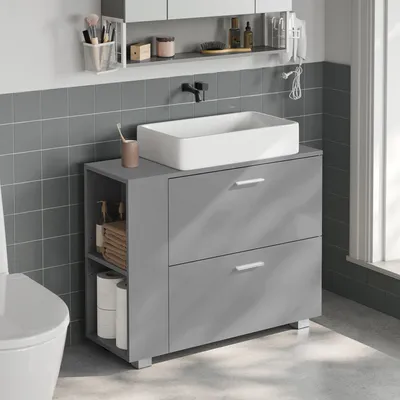 Produktbild von VASAGLE Waschbeckenunterschrank, offene Fächer an einer Seite, rechts oder links austauschbar, Badschrank