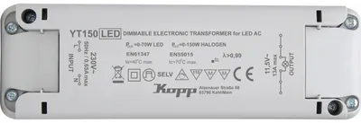 Produktbild von Kopp 202515098, Elektronischer Beleuchtungstransformator, Weiß, 150 W, 230 V, 11.5 V, 50 Hz