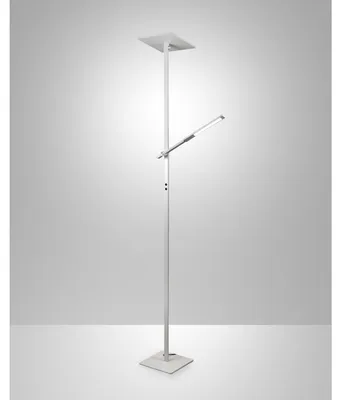 Immagine prodotto di Ideal - Piantana a Led Bianca in metallo H.180 cm Fabas Luce - 2 luci da 40W e 8W a led integrato 3000K
