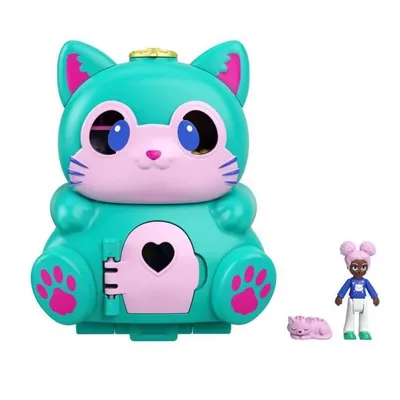 Immagine prodotto di Polly Pocket - Scatola per gatti trasformabile, con mini-doll, figura di gatto e sorprese - Mini-doll - Età 4+