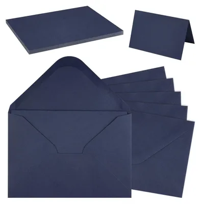Productafbeelding van 50 Stuks Nachtblauwe Briefomslagen met Blanko Kaarten 11 x 16 cm