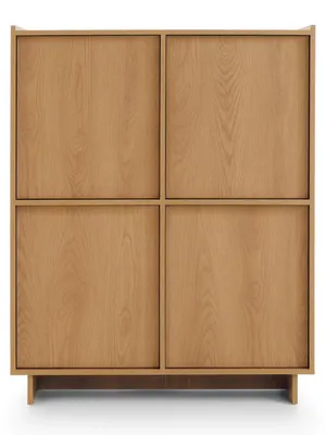 Produktbild von Hochkommode SUNA 98 cm Schrank Karamell Eiche 4 Türen Push-To-Open