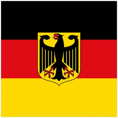 Produktbild von Wallario Premium Glasbild, freischwebende Optik, kräftige Farben, Größe 50 x 50 cm Motiv Deutsche Flagge mit Wappen