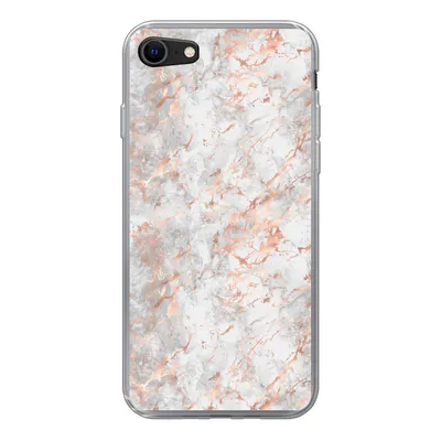 Produktbild von MuchoWow® Handyhülle Schutzhülle Hülle für iPhone SE 2022 Roségold - Marmor - Weiß - Gemustert Silikon Softcase Handy Hülle - Schutzhülle