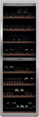 Produktbild von mQuvée Freistehender Weinkühlschrank - WineExpert 180 Stainless | 2 Temperaturzonen 5-20°C | Buchenholzregale auf Schienen | UV-Glastür | Kompressor