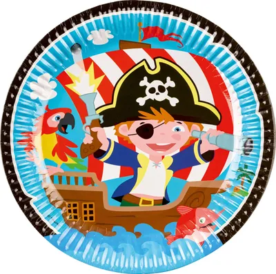 Immagine prodotto di 8 piatti - 22,8 cm - "Piccolo bucaniere" - Decorazione per festa pirata