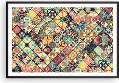 Produktbild von Gerahmtes Poster - Schwarzer Rahmen - Blumen Mosaik - 91,5x61 cm - Wand Bild - Wanddeko - Wandbilder - Kunstposter - Wandposter - Bilderrahmen - Bilder - Kunstdruck - Wandbild - P2BAA91x61-3815