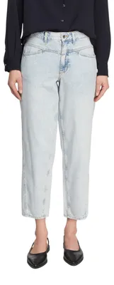 Produktbild von COMMA Damen Barrel Leg Jeans – Mid Rise, Denim mit Waschung, Ziernähte, Ankle-Lä