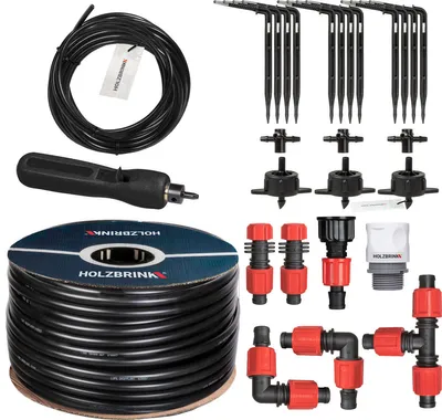 Produktbild von HOLZBRINK Start Set Gewächshaus Bewässerung Bewässerungssystem inkl. 20 m LDPE Verlegerohr 16 mm, 3x Tropfer 4l/h, HTB-10-S-20