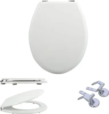 Produktbild von MSV Premium WC Sitz Toilettendeckel Klodeckel MDF Scharniere aus Zink - hochwertige und stabile Qualität – Weiß