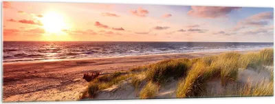 Produktbild von Bilder auf glas - Meer Strand Düne - 160x50cm - Glasbilder - Wandbilder - Kunstdruck - zum Aufhängen bereit - Wanddekoration aus Glas - Glas Bilder - Wandbild auf Glas - Einteilig - GAB160x50-3540
