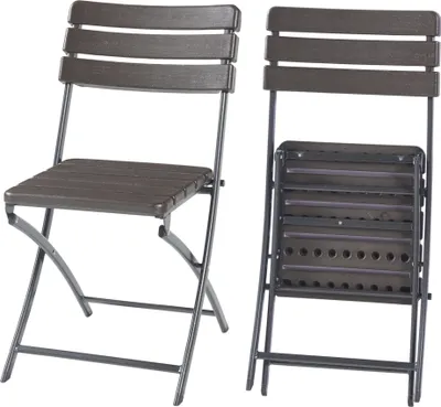 Produktbild von Klappstuhlset ‘Lillestrøm’ 2-tlg. Metallgestell 81 x 58 x 46 cm Holzoptik, Dunkelbraun