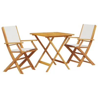 Produktbild von 3-tlg. Bistro-Set Cremeweiß Stoff und Massivholz