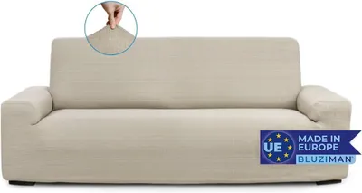 Imagen del producto de Funda elástica para sofá, para 3 plazas, con reposabrazos, de algodón, ideal para el salón