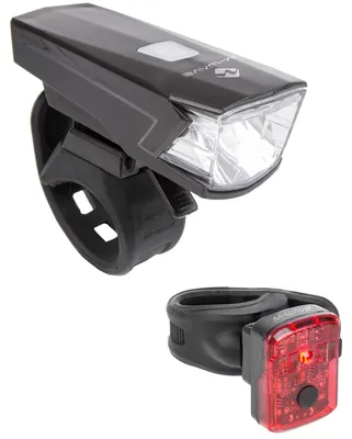 Immagine prodotto di M-Wave Atlas K 15 set di lampade ricaricabili illuminazione per bicicletta Luce LED per bicicletta StVZO USB per uso stradale