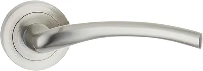 Zdjęcie produktu dla Klamka na rozecie AGRA satyna, Kuchinox, do drzwi wewnątrzlokalowych, dł. 127 mm, ekonomiczna, aluminiowa, szyld φ 50 mm.