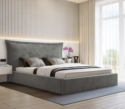 Produktbild von Polsterbett Sofia 140x200 mit zwei Bettkästen und flexibler Rahmen Höhe der Kopfstütze - Metallrahmen  - Piano 15 Grauefarbe