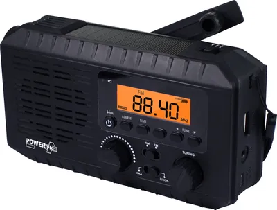 Produktbild von POWERplus® Ox Radio und Taschenlampe mit Stromerzeugung via Solar, Handkurbel oder über USB