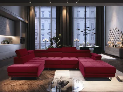 Produktbild von FURMEB24 ECKSOFA CAPRI U-form mit schlaffunktion links 320 x 183 cm ROT