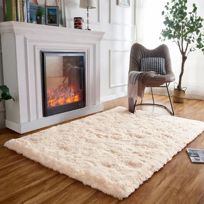 Productafbeelding van Pluizig vloerkleed, wasbaar, hoogpolig, shaggy, beige, 160x230 cm