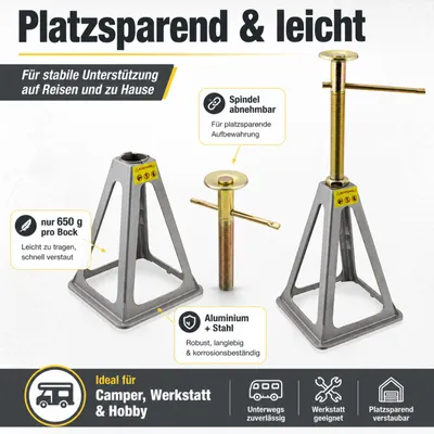 Produktbild von Bituxx 4 Alu Unterstellböcke Stützböcke Abstellböcke für Camping Wohnwagen Caravan Anhänger 3600Kg 3.6T - 900Kg pro Bock MS-17511