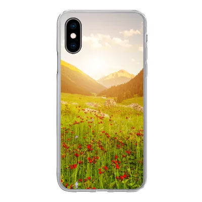 Produktbild von MuchoWow® Handyhülle Schutzhülle Hülle für iPhone X Blumen - Berg - Sonne Silikon Softcase Handy Hülle - Handyhülle