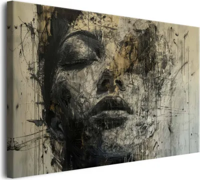 Produktbild von Leinwandbild für das Wohnzimmer. Abstraktes Frauenporträt. Wanddekoration 60x90