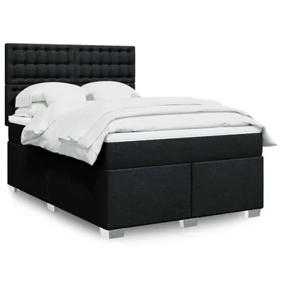 Produktbild von Hochwertig Boxspringbett mit Matratze Schwarz 140x190 cm Stoff 3290499