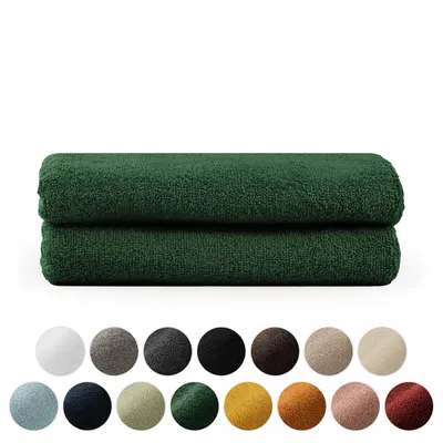 Produktbild von Blumtal Premium Frottier Handtücher Set mit Aufhängschlaufen - Baumwolle  , weich, saugstark - 2X Handtuch (50x100 cm), Dunkelgrün