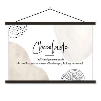 Produktbild von MuchoWow® Textilposter Sprichwörter - Schokolade - Zitate - Wörterbuch - Definition Schokolade 120x80 cm mit schwarzem Rahmen - Wanddeko