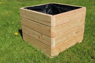 Produktbild von Massiver Pflanzkasten Mammut aus Lärchenholz natur Blumenkasten Blumentopf Pflanzkübel Kräutertopf Größe: 50x50x39 cm