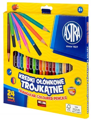 Zdjęcie produktu dla ASTRA Kredki Trjktne 24 kolory - Wyraziste barwy i doskonaa jako rysowania