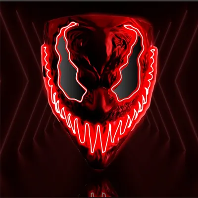 Productafbeelding van LED Venobat masker, rood - dames- en heren kostuum, Halloween, carnaval. (1x LED Venobat masker, rood)