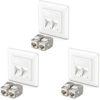 Produktbild von deleyCON RJ45 Netzwerkdose Unterputz 10 Gbit/s Cat6a, 3 Stück - Weiß