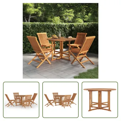 Produktbild von The Living Store 5-tlg. Garten-Essgruppe Klappbar Massivholz Teak