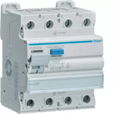 Produktbild von Hager FI-Schalter 4P 10kA 40A 100mA Typ A CEA640D